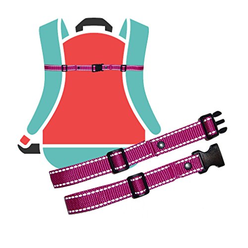 GURTIES Brustgurt für Rucksack mit Reflektor, verstellbar, als Ersatz, zum Nachrüsten, Kinder und Erwachsene, Made in Germany (pink mit Reflektor) von GURTIES