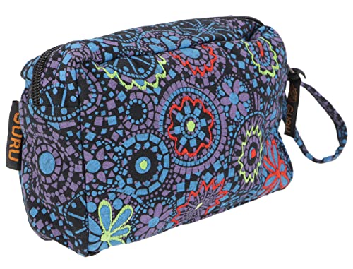 GURU SHOP Boho Kosmetiktasche, Kramtäschchen aus Nepal - Blau/schwarz, Herren/Damen, Baumwolle, Size:One Size, 15x21x6 cm, Kleine Taschen für Kosmetik, Schreibzeug, Mehr von GURU SHOP