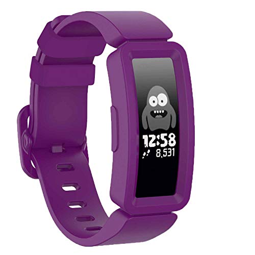 TopPerfekt Armband kompatibel mit Fitbit Ace 2 für Kinder 6, weiches Silikon wasserdicht Armband Zubehör Strap Jungen Mädchen Armbänder Kompatibel für Fitbit Ace 2 (Grape) von TopPerfekt