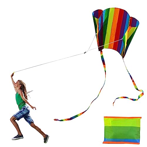 GWAWG Drachen für Kinder, Regenbogen-Drachen, bunter Taschendrachen mit langem Schwanz, einfacher Flyer-Drachen mit Schnurschnur, Strandspiel, Outdoor-Aktivitäten für Anfänger, Kinder und Erwachsene, von GWAWG