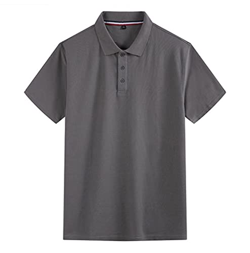 GXRGXR Herren Plus Size Polos - Oversized Business Casual Atmungsaktiv Solide Kurzarm Poloshirt - Summer Plus Fat Fashion Revers T-Shirt Golf Tops,Khaki,5XL von GXRGXR