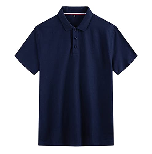 GXRGXR Herren Plus Size Polos - Oversized Business Casual Atmungsaktives Solides Kurzarm Poloshirt - Summer Plus Fat Fashion Revers T-Shirt Golf Tops,Marineblau,4XL von GXRGXR