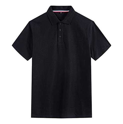 GXRGXR Herren Plus Size Polos - Oversized Business Casual Atmungsaktives Solides Kurzarm Poloshirt - Summer Plus Fat Fashion Revers T-Shirt Golf Tops,Schwarz,5XL von GXRGXR