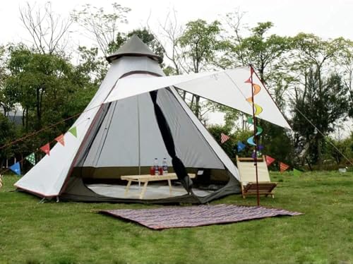 Indisches Zelt Tipi Outdoor Wasserdicht Doppellagig Camping Turm Zelt Familie Camping Zelt Jurte Tipi Zelt für Outdoor Wandern (Farbe: Weiß) von GYDUHYE