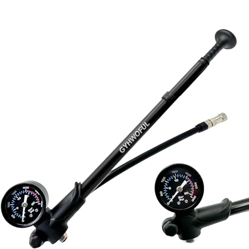 Hochdruck Fahrrad Dämpferpumpe(Max 300 PSI) 3 in1- Fahrrad Gabelpumpe, Hinterradaufhängung pumpe und Fahrradreifen pumpe, Fahrradpumpe mit Manometer, Tragbare Minipumpe mit Entlüftungstaste von GYHWOFUL