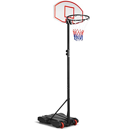GYMAX Basketballständer 179-208 cm Höhenverstellbar Basketballkorb mit Ständer Rollen Korbanlage für Kinder von GYMAX