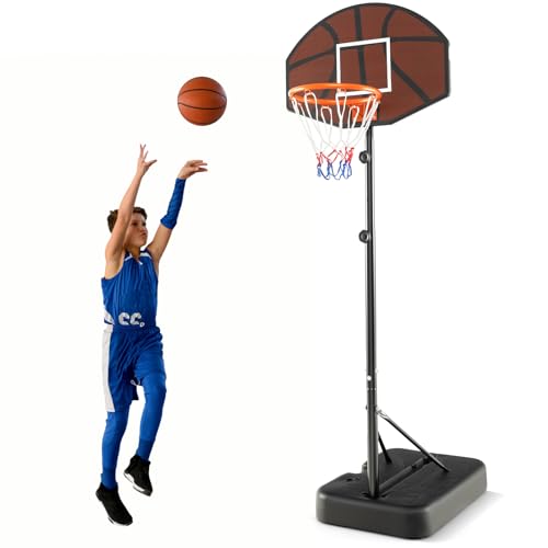 GYMAX Basketballständer höhenverstellbar 172-200 cm, Basketballkorb mit befüllbarer Basis, Basketballanlage mit bruchsicherer Rückwand, tragbarer Korbständer für Jugendliche & Erwachsene von GYMAX