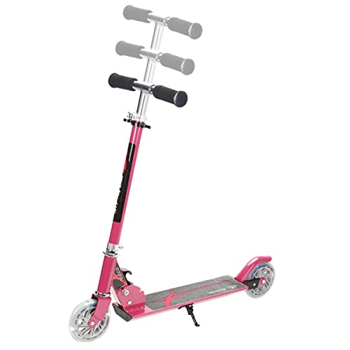 GYMAX Faltbare Kinderscooter, Kinder Roller mit LED leuchtenden Räder, Tretroller 3 höhenverstellbar bis 70kg belastbar, Kickscooter für Jungen & Mädchen ab 4 Jahre (Rosa) von GYMAX