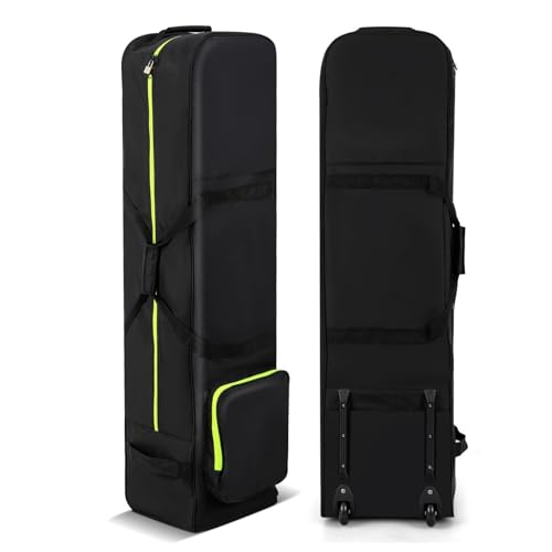 GYMAX Golf Reisetasche mit verstärkte Räder, tragbare Golftasche mit Aufbewahrungstasche & Griffe, Golfschlägertasche mit Reißverschluss für Fluggesellschaften von GYMAX