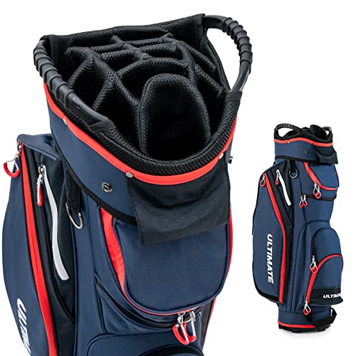 GYMAX Golftasche für bis zu 14 golfschläger, Wasserabweisende Golf-Standtasche mit Regenfülle & Starke Basis, Golfreisetasche mit Griff & Rückengurt, für die Driving Range und Executive Kurse (Blau) von GYMAX