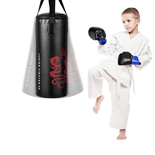 GYMAX Kinder Boxsack-Set mit Boxsack 10 kg, Sandsack mit 8 oz Boxhandschuhen, Springseil & Tragetasche, gefüllt & hängend Box-Set 60 cm, ab 3 Jahren, für Kickboxen, MMA, Muay Thai, Boxen von GYMAX