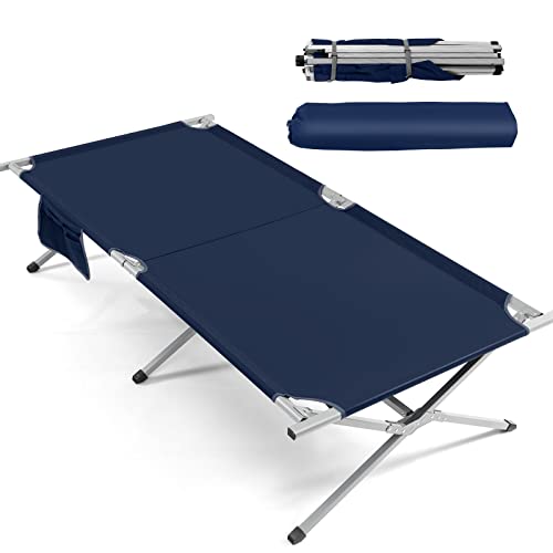 GYMAX Klappbares Campingbett 214,5 x 106 x 49,5 cm, Feldbett mit Tragetasche & X-förmiger Metallrahmen, Gästebett Klappbett für Büro, Krankenhaus & Strand von GYMAX