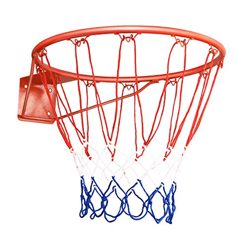 GYMAX Ø 45 cm Basketballkorb, Basketballnetz mit Stahlring & Halterung, wetterfester Basketballring in Profigröße zur Wandmontage, für Schulhöfe, Sporthallen von GYMAX
