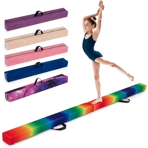 GYMAX Schwebebalken Kinder 210 x 10 x 8 cm, faltbarer Gymnastikbalken, tragbarer Balance Balken mit Tragegriffen, Balance Beam für Kinder, Fitness & Turnen von GYMAX