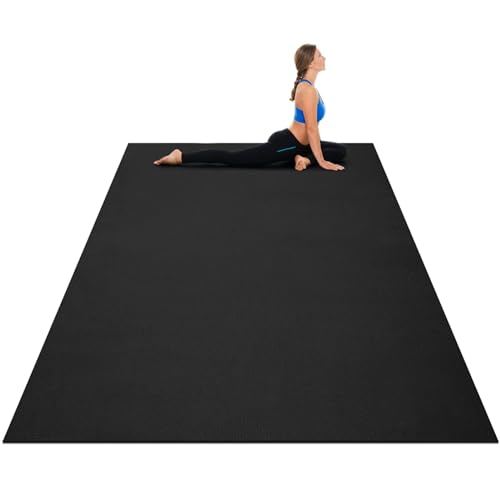 GYMAX Yogamatte, 8 mm dicke Trainingsmatte mit doppelseitigem rutschfestem Design & 2 Klettverschlüssen, Fitnessmatte, Gymnastikmatte für Yoga, Pilates & Training, 183x122 cm (Schwarz) von GYMAX