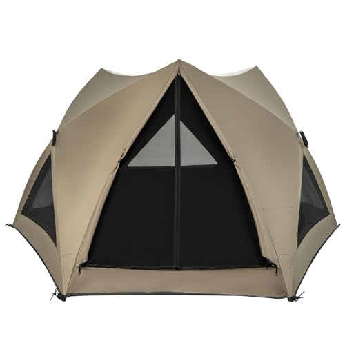 GYMAX Zelt für 4–6 Personen, Campingzelt mit abnehmbarem Regendach, Oberlicht & Netzfenstern, Familienzelt mit Tragetasche, Kuppelzelt für Campingausflüge & Reisen von GYMAX