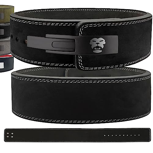 𝐆𝐘𝐌𝐑𝐎𝐀𝐑® Gewichthebergürtel Gürtel aus Rindsleder mit Schnalle, Weightlifting Lever Belt für Fitness Powerlifting Krafttraining Bodybuilding, 10mm Dicke, Männer (M, OG Schwarz) von GYMROAR