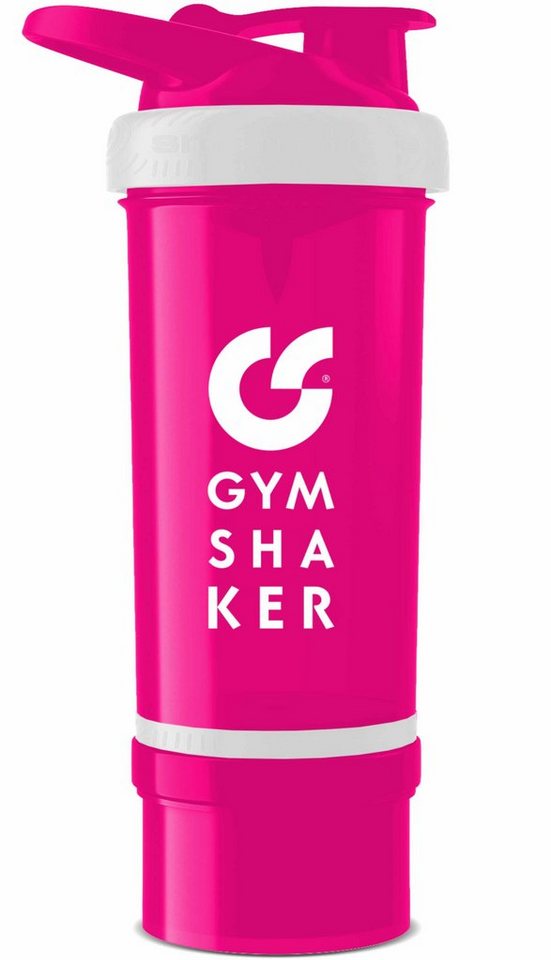 GYMSHAKER Protein Shaker mit Pulverfach 600 + 150 ml Trinkflasche, Shaker mit Pulverfach, Messmarkierungen und Mischsieb von GYMSHAKER