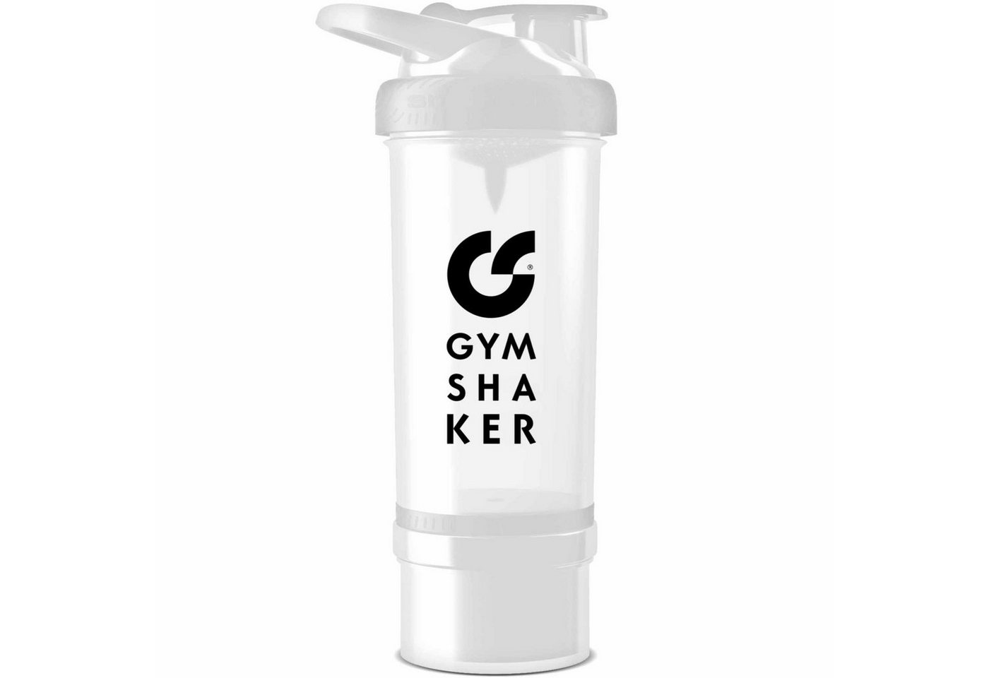 GYMSHAKER Protein Shaker mit Pulverfach 600 + 150 ml Trinkflasche, Shaker mit Pulverfach, Messmarkierungen und Mischsieb von GYMSHAKER