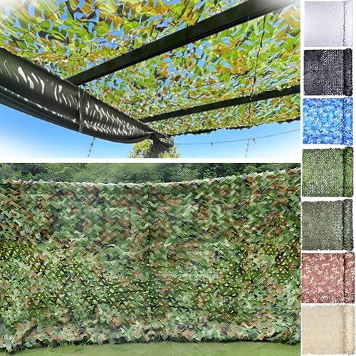 Tarnnetz Camouflage Netz,10 * 24m,Army Camo Tarnung Net Tarnung Netz Sonnenschutz Sonnenschutznetze für Haus Jagd Garten Camping Partydekoration, Sichtschutz von GYUEZX