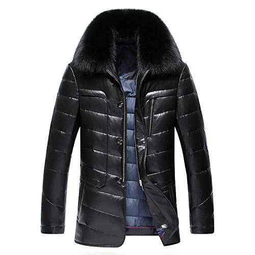 GYXYYF Daunenjacke Leder Herren Long Revers lässig Dicke Jacke Jacke Winter XL / 180 (140-155 kg) schwarz 1 von GYXYYF