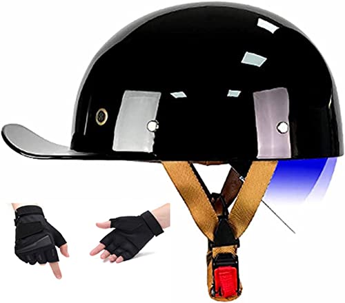 Retro-Motorradhelm, halber Scooter-Helm mit offenem Gesicht, ultradünn, DOT-zugelassen, Baseballkappenhelm für Männer und Frauen, Erwachsene, Halbschalenhelm, Gr. M (54~57 cm) von GZEZHA