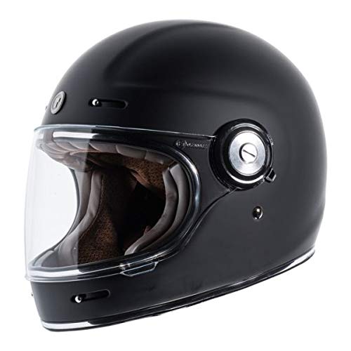 GZM Integralhelm TORC T-1 Retro Vintage Schwarz matt Flat Black zugelassen ECE DOT Biker Motorrad Größe 2XL von GZM