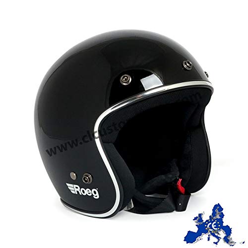 Jethelm Roeg Helm Gloss Schwarz glänzend ECE Biker Custom Größe 2XL von GZM