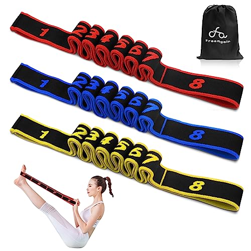 GZhaizhuan 3 Stk Gymnastikband mit Schlaufen, Stretching Band Yogagurt Stretch Gurt Waschbarer mit Tasche für Asanas Dehnen Stretchen Ganzkörpertraining (3 Farben) von GZhaizhuan