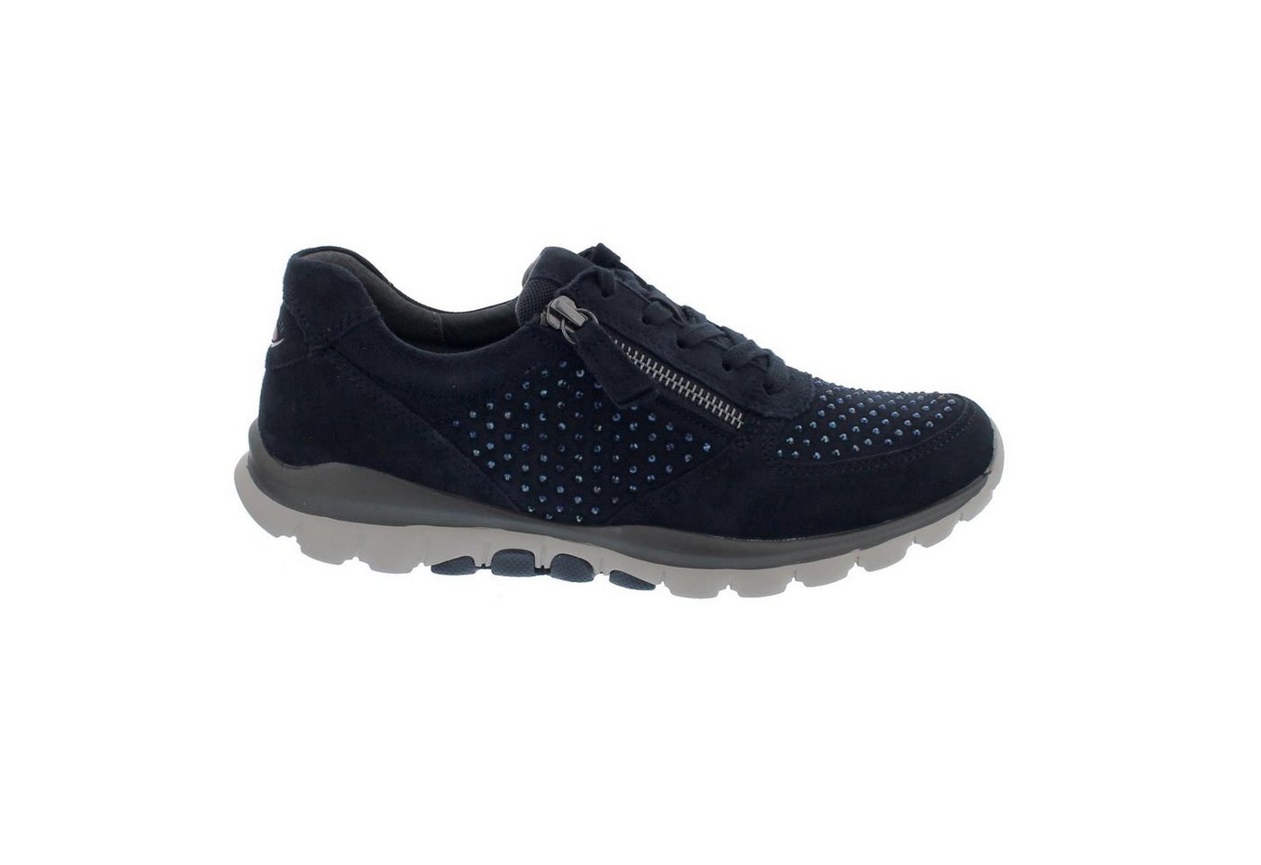 Gabor Rollingsoft Sneaker, Samtchevreau, dark-blue (Strass), Schnür./Reißvers., Wechsel Schnürschuh von Gabor Rollingsoft