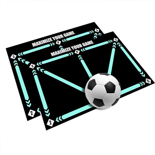 Gahwa Fußballmatte Fussball Trainingszubehör-rutschfeste Fussballmatte Training 60x90 cm-Stoßdämpfende Fussball Matte Ballkontrolle Trainingsmatte-Dribble Silent Sports Zubehör (2PCS) von Gahwa