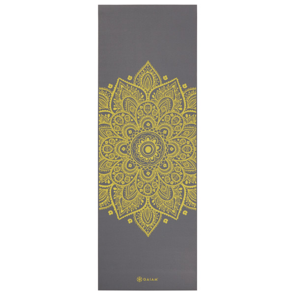 GAIAM - 6 mm Premium Printed Yoga Mat - Yogamatte Gr 61 cm x 173 cm x 0,6 cm grau;oliv von Gaiam