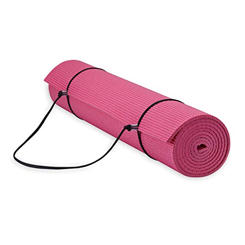 Gaiam Essentials Premium Yogamatte mit Tragetuch, Rosa, 183 cm L x 61 cm B x 0,6 cm dick von Gaiam