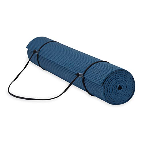 Gaiam Essentials Hochwertige Yogamatte mit Yogamatte, Tragetasche, Marineblau, 183 cm L x 61 cm B x 0,6 cm dick, navy von Gaiam