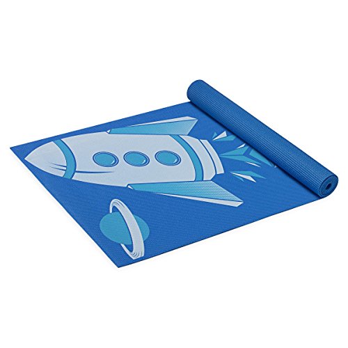 Gaiam Kids Yoga Mat Exercise Mat, Yoga for Kids with Fun Prints - Playtime for Babies, Active & Calm Toddlers and Young Children, Blue Rocket, 3mm von Gaiam