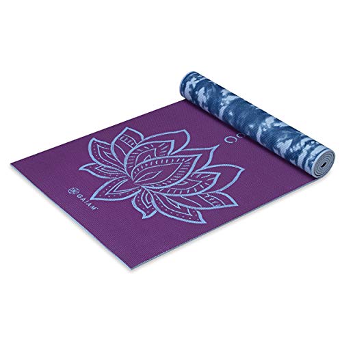 Gaiam Print Premium wendbar Yoga Matten, Lila Lotus, 6mm von Gaiam