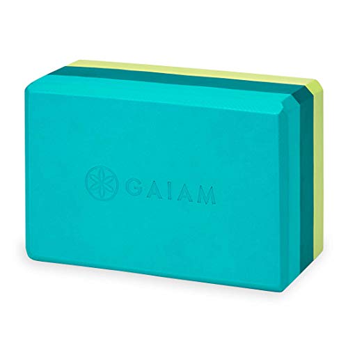Gaiam Yoga-Block – stützender, latexfreier EVA-Schaum, weiche rutschfeste Oberfläche für Yoga, Pilates, Meditation, dreifarbig, Blaugrün von Gaiam