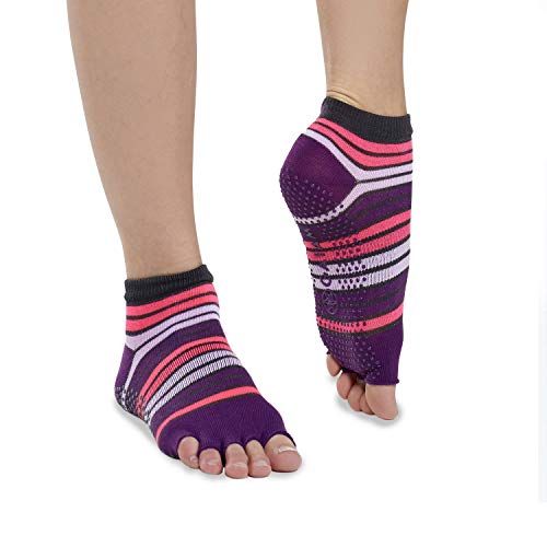 Gaiam Damen Easy to Grip Zehenlose Yoga Socken, pink / violett, S-M EU von Gaiam