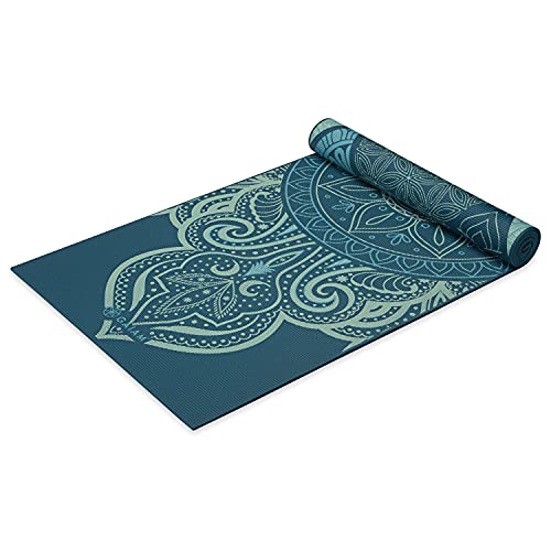 Gaiam Yogamatte, Premium-Druck, wendbar, extra dick, rutschfeste Übungs- und Fitnessmatte für alle Arten von Yoga, Pilates und Bodentraining, Seeglas, 6 mm von Gaiam