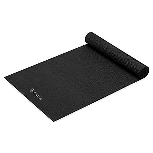 Gaiam Yogamatte, hochwertig, einfarbig, rutschfeste Trainings- und Fitnessmatte für alle Arten von Yoga, Pilates und Bodentraining, schwarz, 5 mm, 68 x 61 x 5 mm von Gaiam