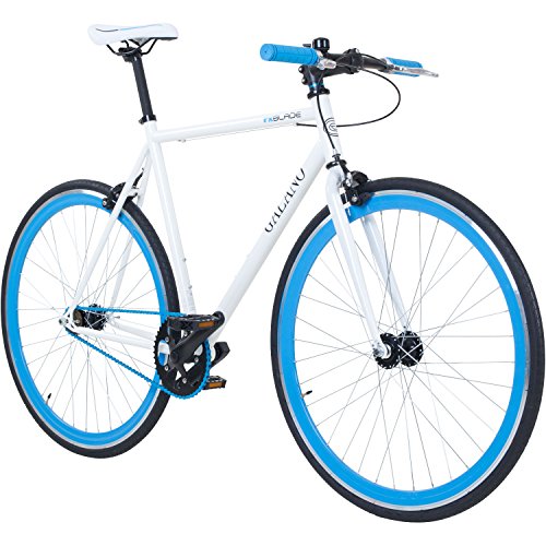 Galano 700C 28 Zoll Fixie Singlespeed Bike Blade 5 Farben zur Auswahl, Rahmengrösse:53 cm, Farbe:Weiß/Blau von Galano