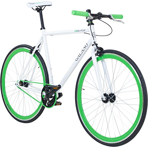 Galano 700C 28 Zoll Fixie Singlespeed Bike Blade 5 Farben zur Auswahl, Rahmengrösse:56 cm, Farbe:Weiss/grün von Galano