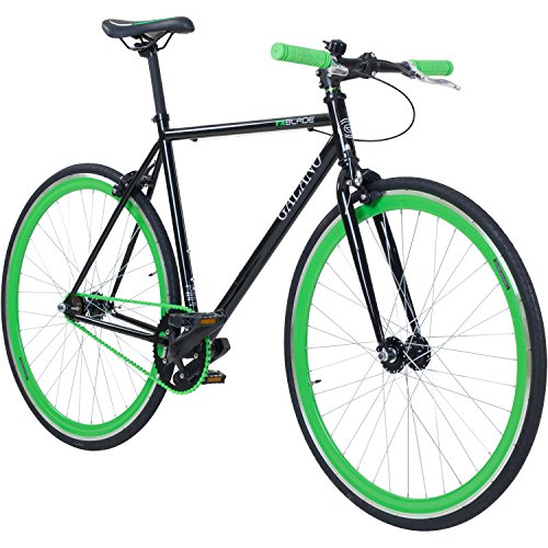 Galano 700C 28 Zoll Fixie Singlespeed Bike Blade 5 Farben zur Auswahl, Rahmengrösse:56 cm, Farbe:schwarz/grün von Galano