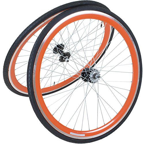 Galano Fixie Laufradsatz 700c Singlespeed Fixed Gear Laufräder Flip Flop Blade (orange/orange) von Galano