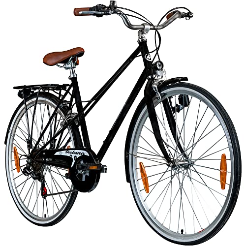 Galano Florenz Damenfahrrad Retro 28 Zoll für Damen ab 155 cm Vintage Komfort Fahrrad Hollandrad mit Licht 6 Gang Schaltung Citybike Trekkingrad 700c (48 cm, schwarz) von Galano