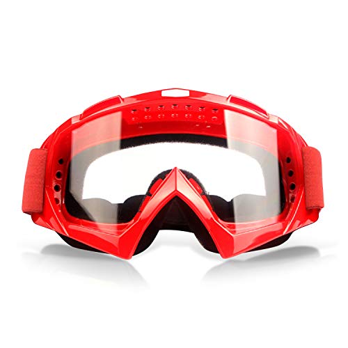 Galatée Motorradbrillen Hochwertige Skibrille Anti Fog UV Schutzbrille für Outdoor Aktivitäten Skifahren Radfahren Snowboard Wandern Augenschutz UV400 (Rot Rahmen-Transparente Linse) von Galatée