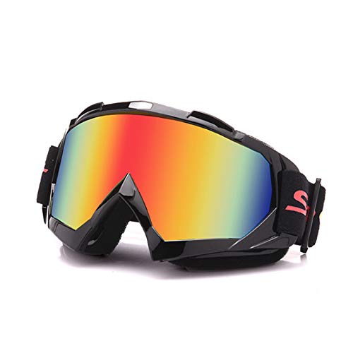 Galatée Motorradbrillen Hochwertige Skibrille Anti Fog UV Schutzbrille für Outdoor Aktivitäten Skifahren Radfahren Snowboard Wandern Augenschutz UV400 (Schwarze Rahmen-Mehrfarbig Linse) von Galatée