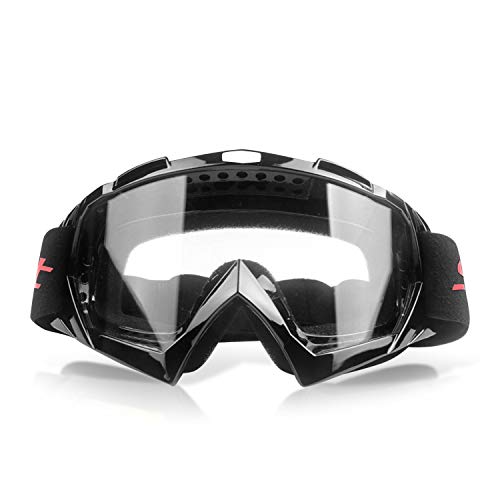 Galatée Motorradbrillen Hochwertige Skibrille Anti Fog UV Schutzbrille für Outdoor Aktivitäten Skifahren Radfahren Snowboard Wandern Augenschutz UV400 (Schwarze Rahmen-Transparente Linse) von Galatée