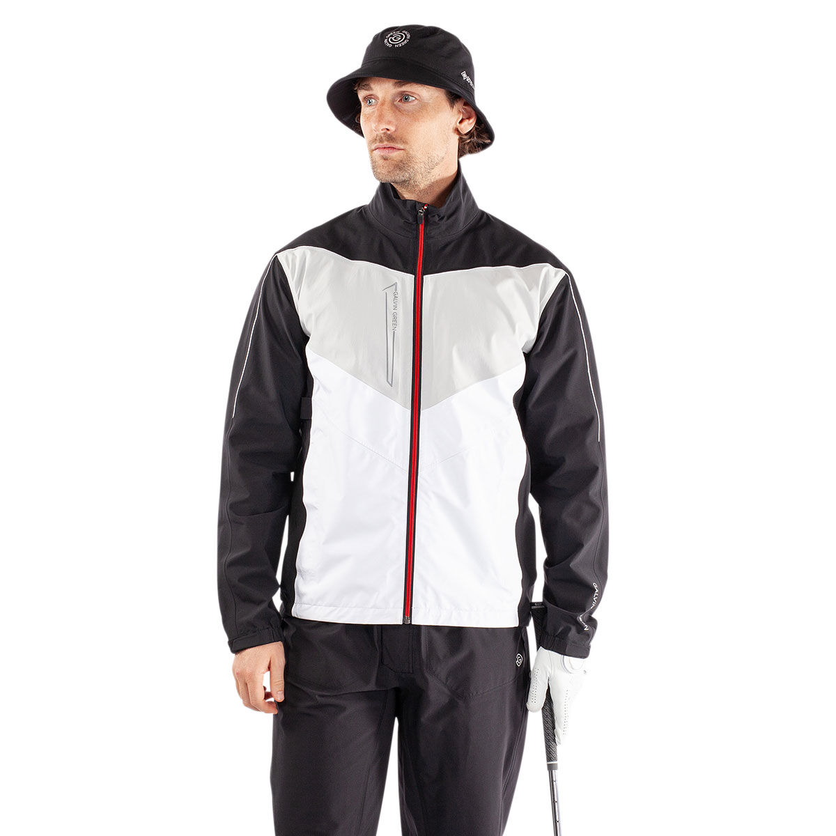 Galvin Green Men's Armstrong Waterproof Golf Jacket, Mens, Black/white/red, Medium | American Golf von Galvin Green