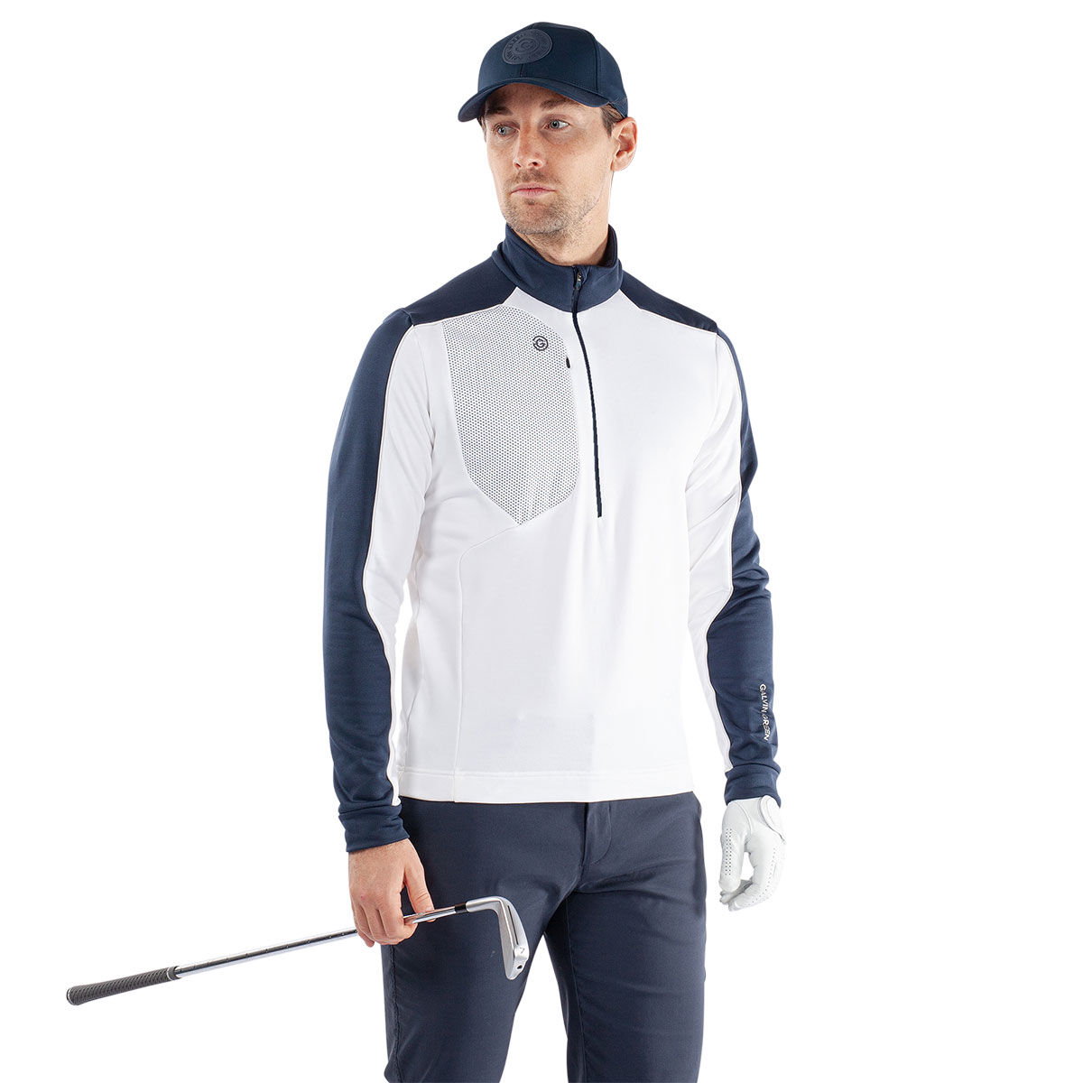 Galvin Green Men's Dave Half Zip Golf Midlayer, Mens, White/navy, Xxl | American Golf von Galvin Green